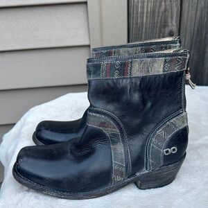 BED|STU Black and Patterned Ankle Boots size 7.5